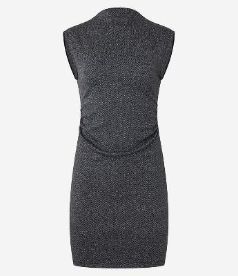 Vestido Curto em Jacquard Espinha de Peixe e Golinha Alta