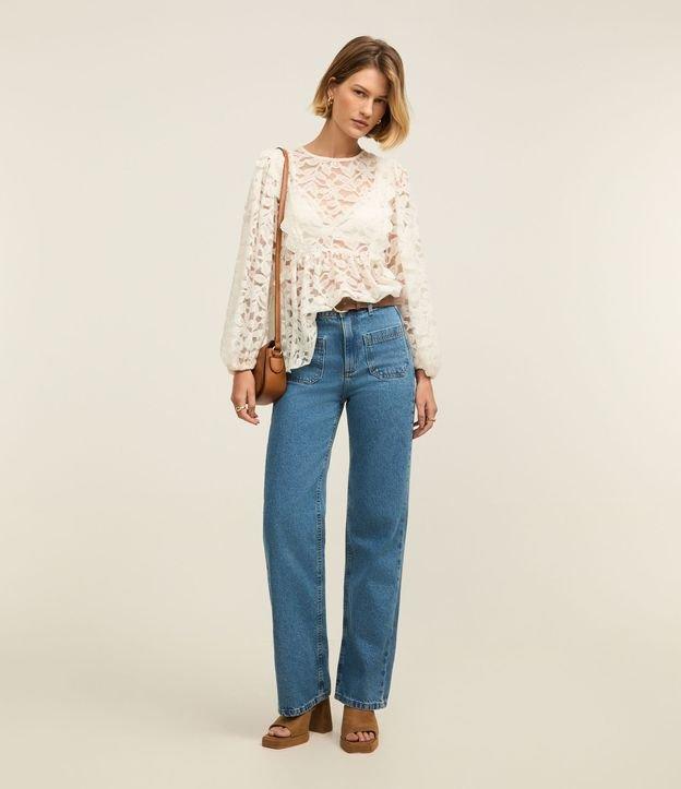 Calça Reta Confort em Jeans com Bolso Frontal - 2