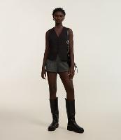 Short Curto em Jacquard Espinha de Peixe com Friso Frontal - 2