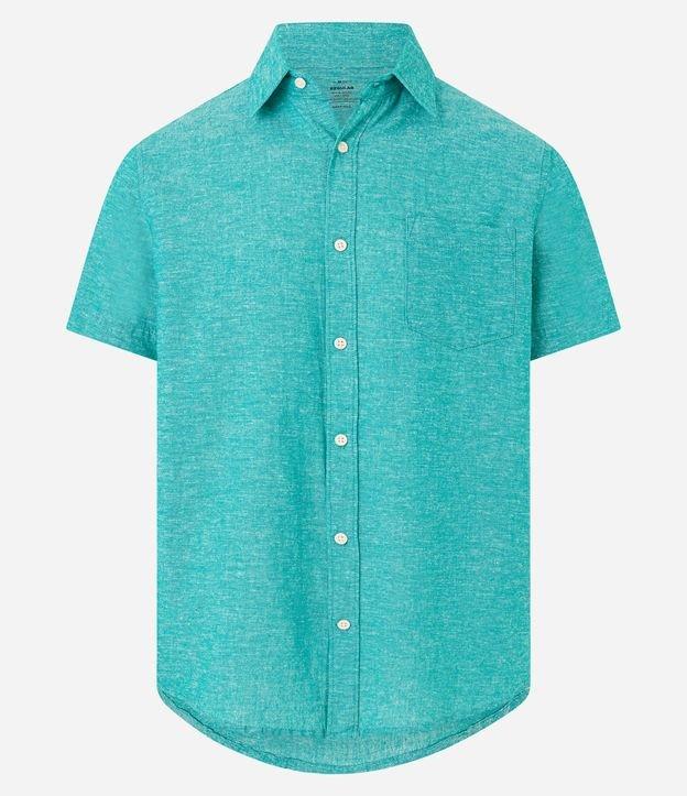 Camisa Regular Texturizada com Linho e Bolso - 1