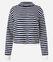 Blusa Listrada em Tricô com Gola Redonda - 1