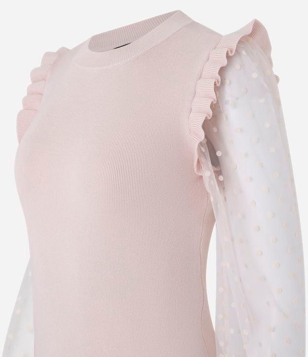 Blusa em Tricô com Poá na Manga Transparente - 1