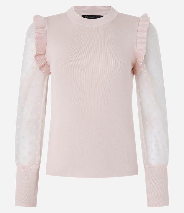 Blusa em Tricô com Poá na Manga Transparente - 2