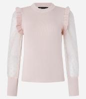 Blusa em Tricô com Poá na Manga Transparente - 2