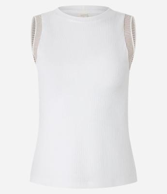 Blusa em Ribana com Gola Redonda e Cava Listrada