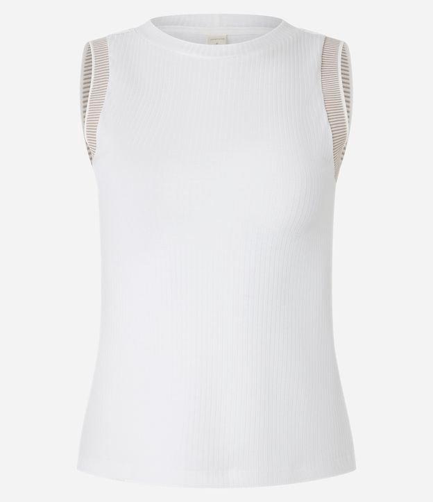 Blusa em Ribana com Gola Redonda e Cava Listrada - 1