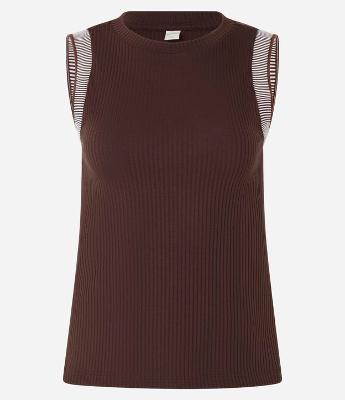 Blusa em Ribana com Gola Redonda e Cava Listrada