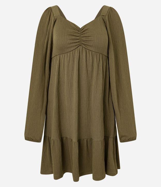 Vestido Curto Texturizado com Decote Coração - 1