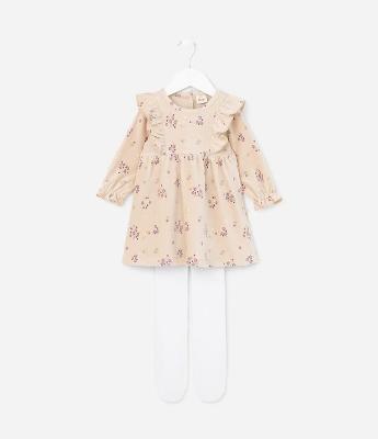 Vestido Infantil Canelado com Babados - Tam 0 a 18 meses