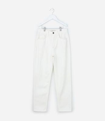 Calça Mom Infantil com Bordado de Flores - Tam 5 a 14 Anos