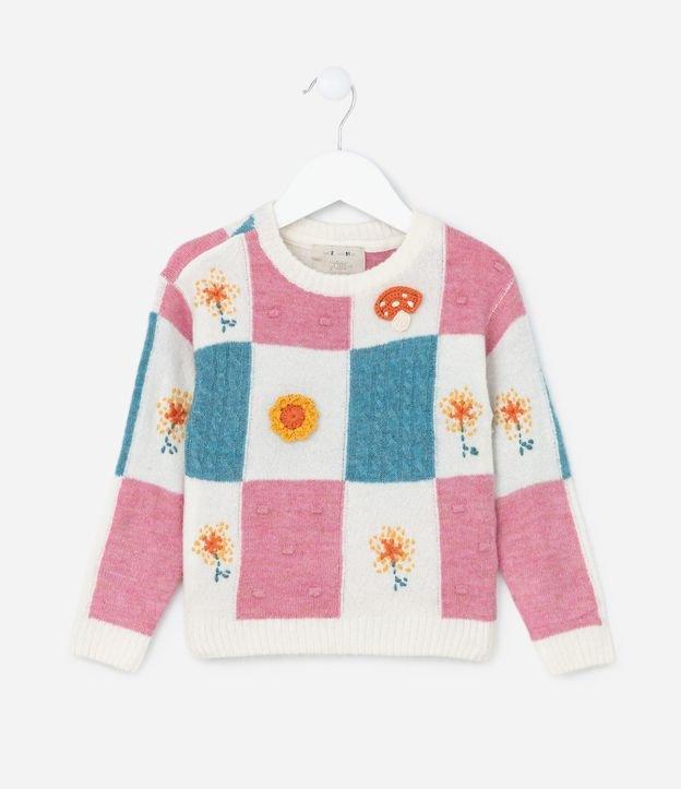 Suéter Infantil com Detalhes e Efeito Crochê - Tam 1 a 5  Anos - 1