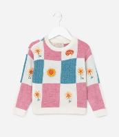 Suéter Infantil com Detalhes e Efeito Crochê - Tam 1 a 5  Anos - 1