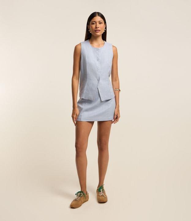 Saia Curta em Viscose e Linho com Bolsinhos - 1