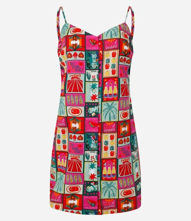 Vestido Curto em Viscolinho com Estampa de Frutinhas - 1