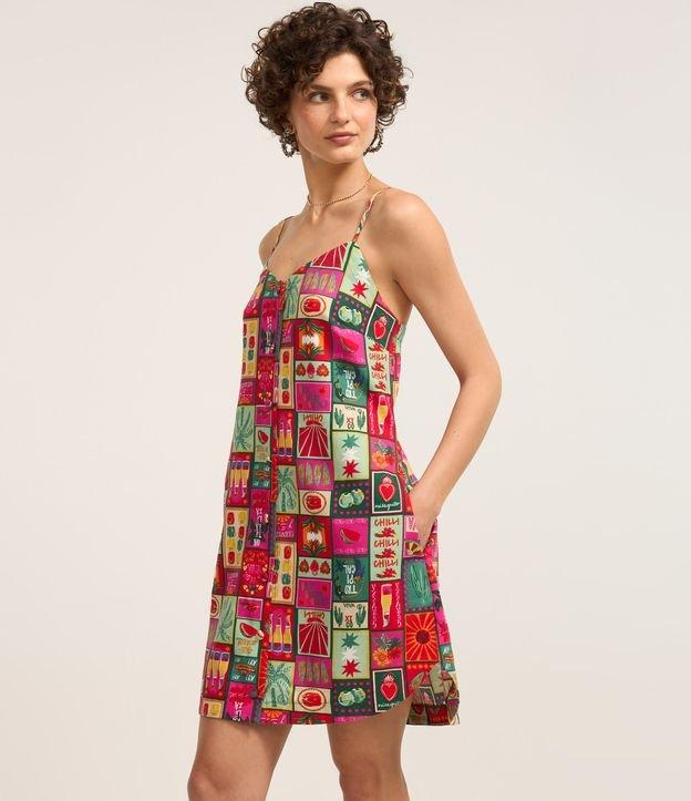 Vestido Curto em Viscolinho com Estampa de Frutinhas - 2