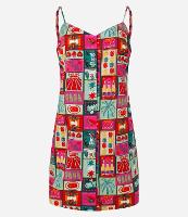 Vestido Curto em Viscolinho com Estampa de Frutinhas - 1