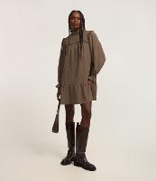 Vestido Curto em Viscose com Gola Alta e Lastex - 2