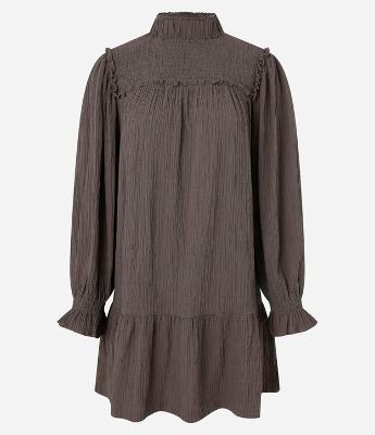 Vestido Curto em Viscose com Gola Alta e Lastex