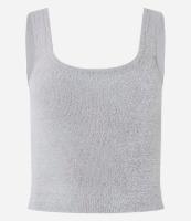 Regata Cropped em Tricô com Pelinhos - 1