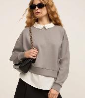 Moletom Fechado com Barra e Gola de Camisa com Strass - 1