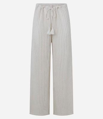 Calça Saída de Praia Efeito Crochê com Amarração na Cintura
