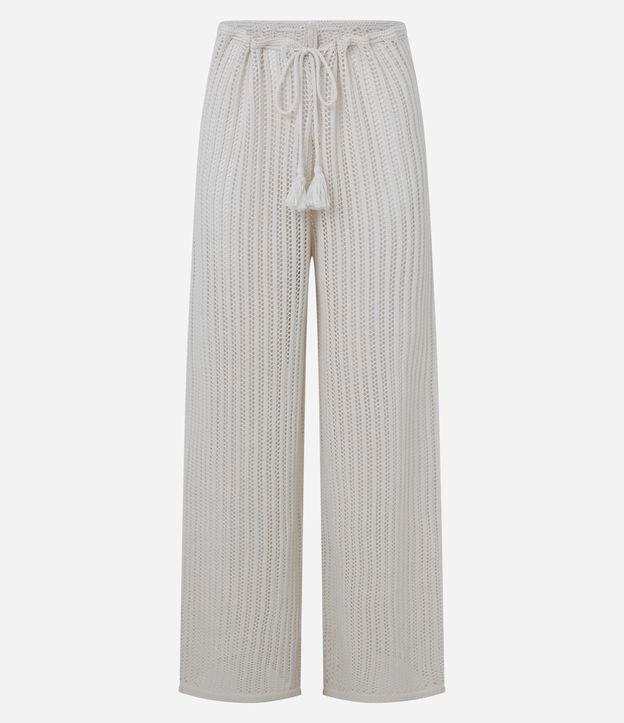 Calça Saída de Praia Efeito Crochê com Amarração na Cintura - 1