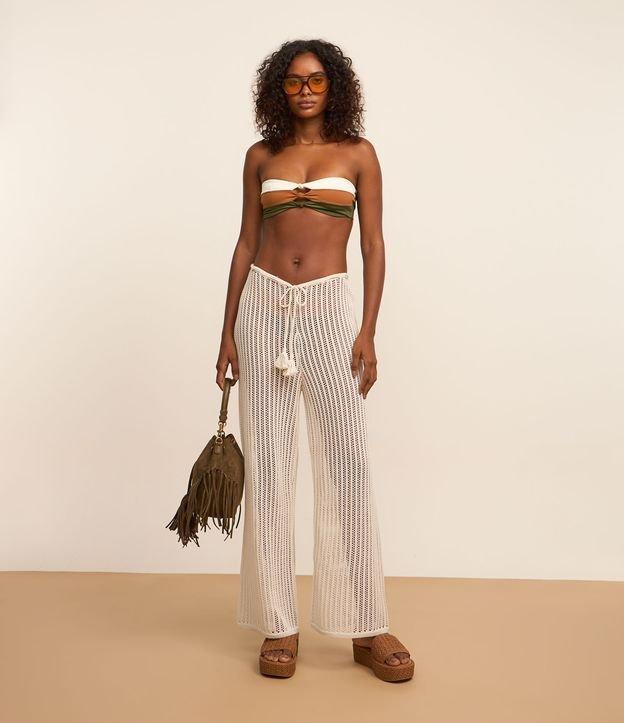 Calça Saída de Praia Efeito Crochê com Amarração na Cintura - 2