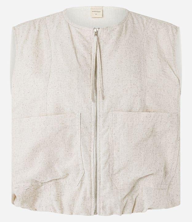 Colete em Viscolinho com Bolsos e Zíper Frontal - 1