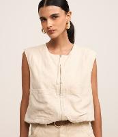 Colete em Viscolinho com Bolsos e Zíper Frontal - 2