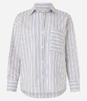 Camisa Listrada em Tricoline com Bolso no Peito - 1