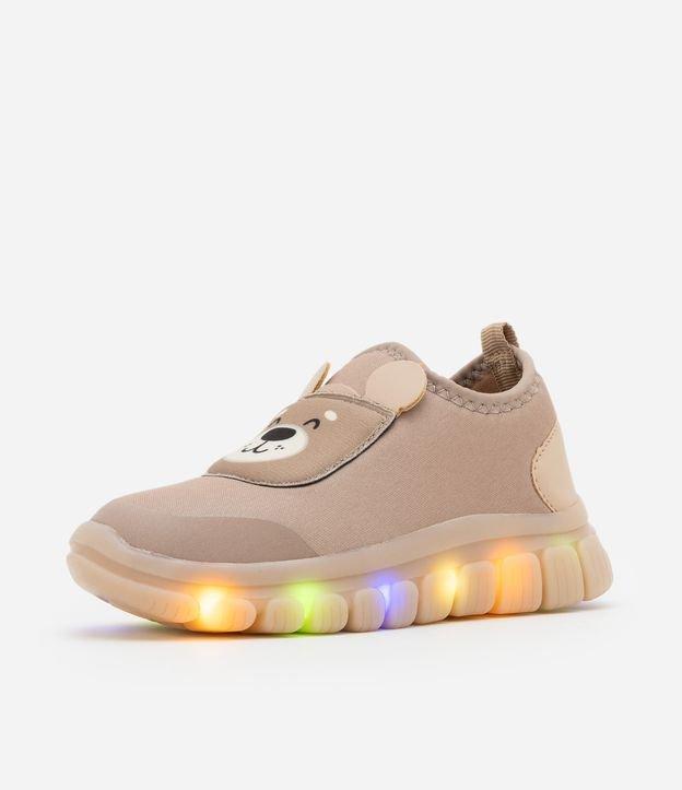 Tênis Calce Fácil Infantil com Sola LED e Estampa Urso - Tam 20 a 27 - 2