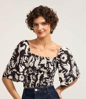 Blusa Ombro a Ombro com Camada nas Mangas e Estampa Animais - 2