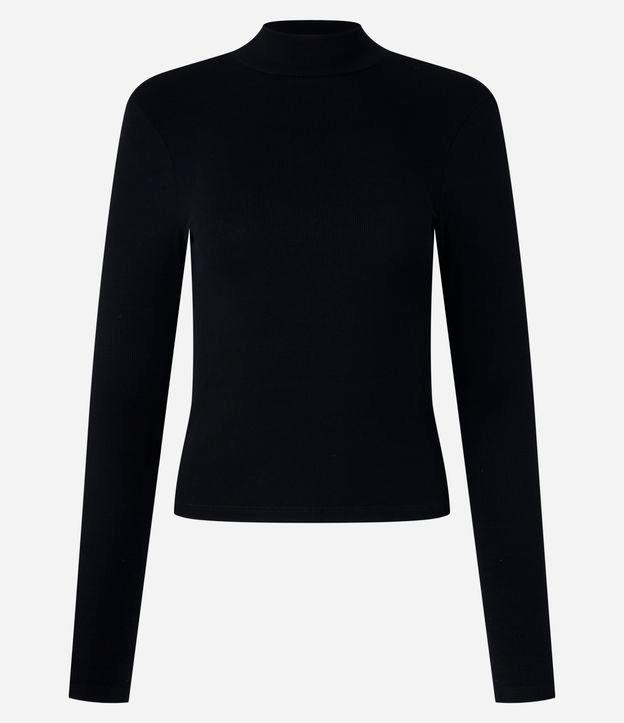 Blusa em Ribana com Gola Alta e Manga Longa - 1
