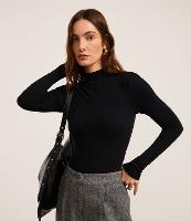 Blusa em Ribana com Gola Alta e Manga Longa - 2