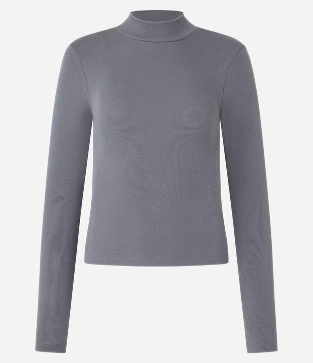 Blusa em Ribana com Gola Alta e Manga Longa - 1