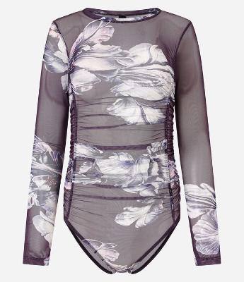 Body em Tule com Estampa de Flores