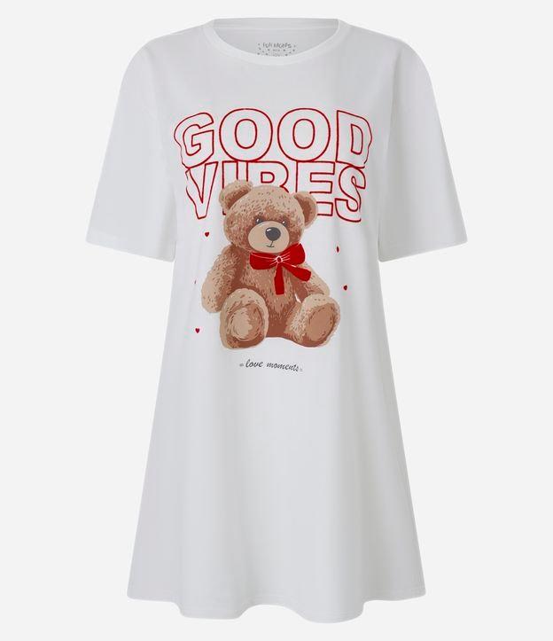 Camisola T-Shirt em Algodão com Estampa Ursinho Good Vibes - 1