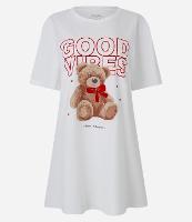 Camisola T-Shirt em Algodão com Estampa Ursinho Good Vibes - 1