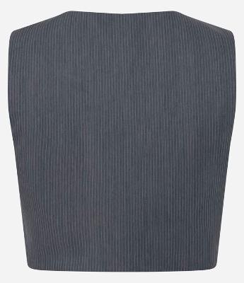 Colete Curto Alfaiatado com Estampa Risca de Giz