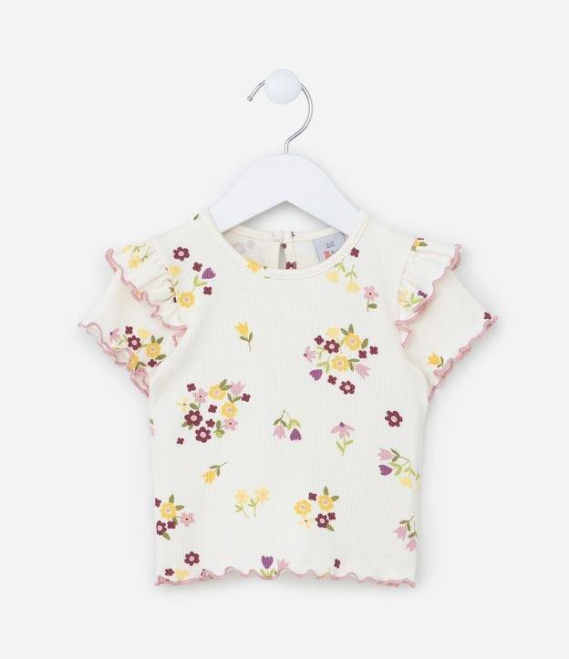 Blusa Infantil com Babados e Estampa Floral - Tam 0 a 18 meses - 1