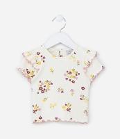 Blusa Infantil com Babados e Estampa Floral - Tam 0 a 18 meses - 1