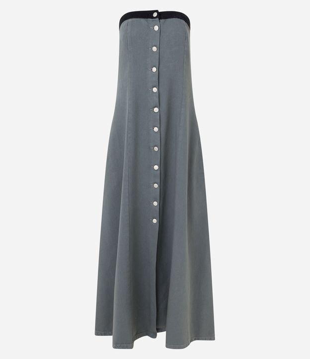 Vestido Evasê Longo em Sarja com Tingimento Cationizado - 1