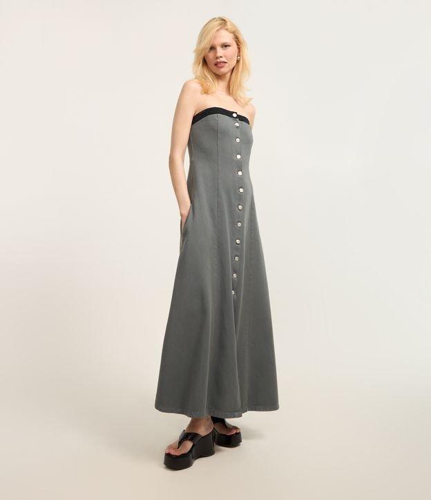 Vestido Evasê Longo em Sarja com Tingimento Cationizado - 2