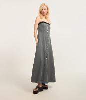 Vestido Evasê Longo em Sarja com Tingimento Cationizado - 2