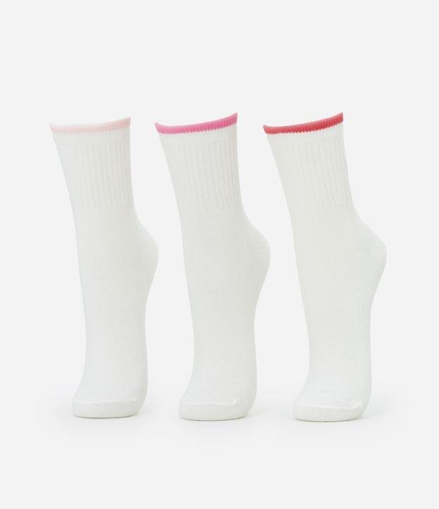 Kit 03 Meias Cano Médio em Algodão com Estampa Lettering - 1