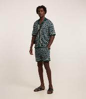 Bermuda em Algodão com Estampa de Argolas e Viés Contrastantes - 1