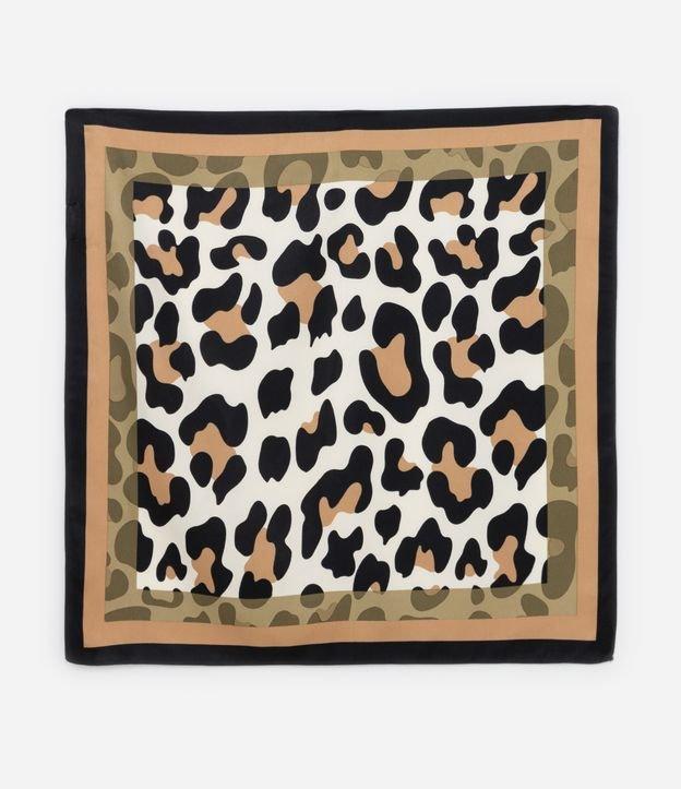 Lenço Quadrado Acetinado Estampado Animal Print Onça - 1