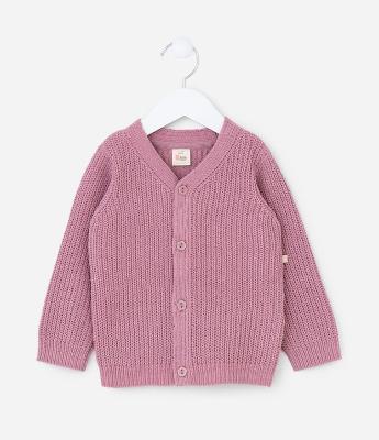 Cardigan Infantil em Chenille com Botões - Tam 0 a 18 meses