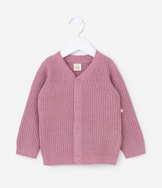 Cardigan Infantil em Chenille com Botões - Tam 0 a 18 meses - 1