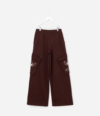 Calça Wide Leg Infantil com Estampa do Stitch - Tam  5 a 14 Anos